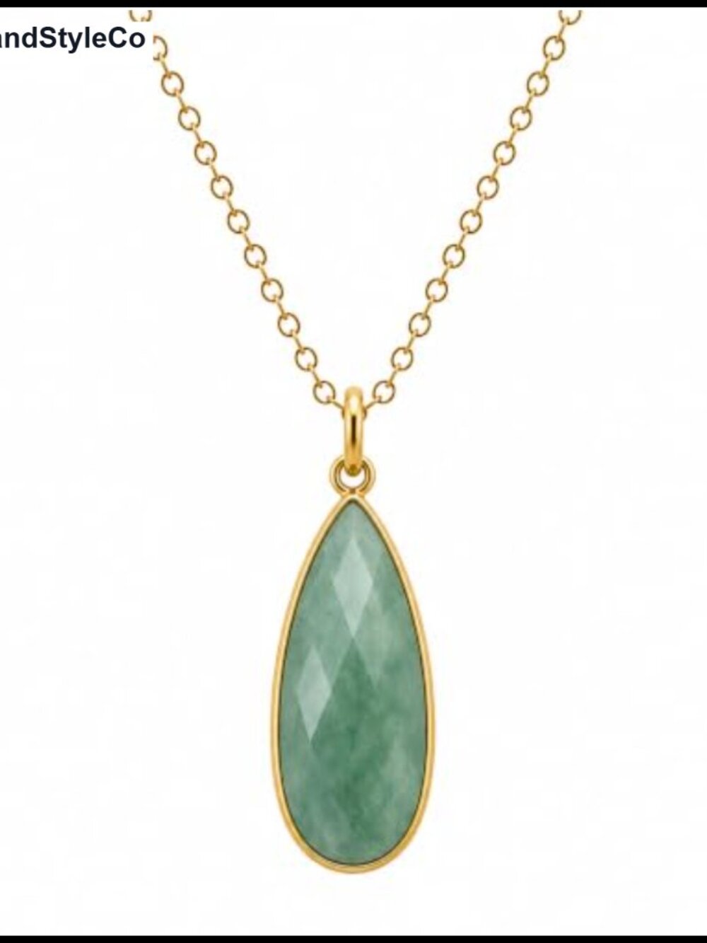 14K Gold Plated Amazonite Teardrop Pendant Necklace 18"
